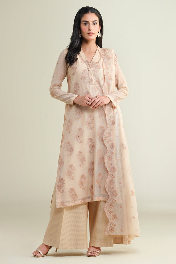 3 Piece - Embroidered & Embellished Suit - E1679