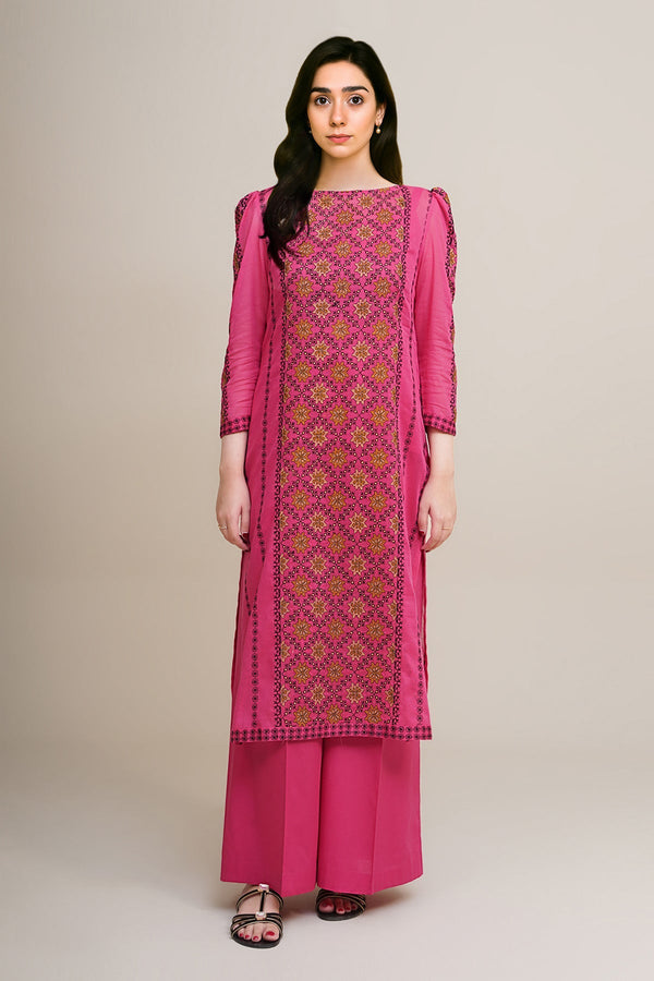 2 Piece - Embroidered Malmal Suit - E1732