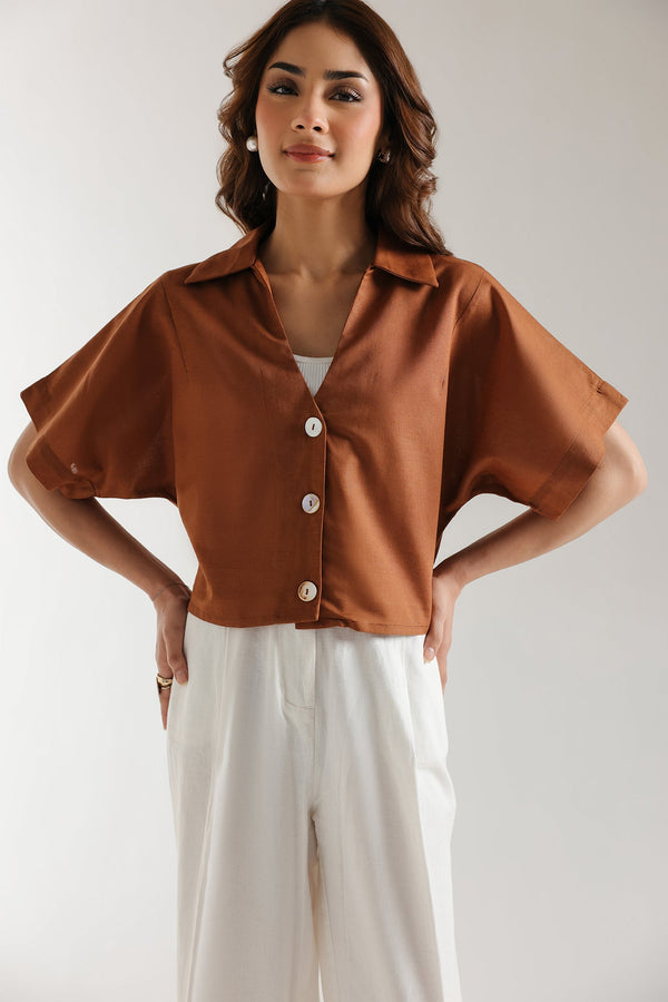 CROPPED BUTTON DOWN SHIRT (E2366/108/803)