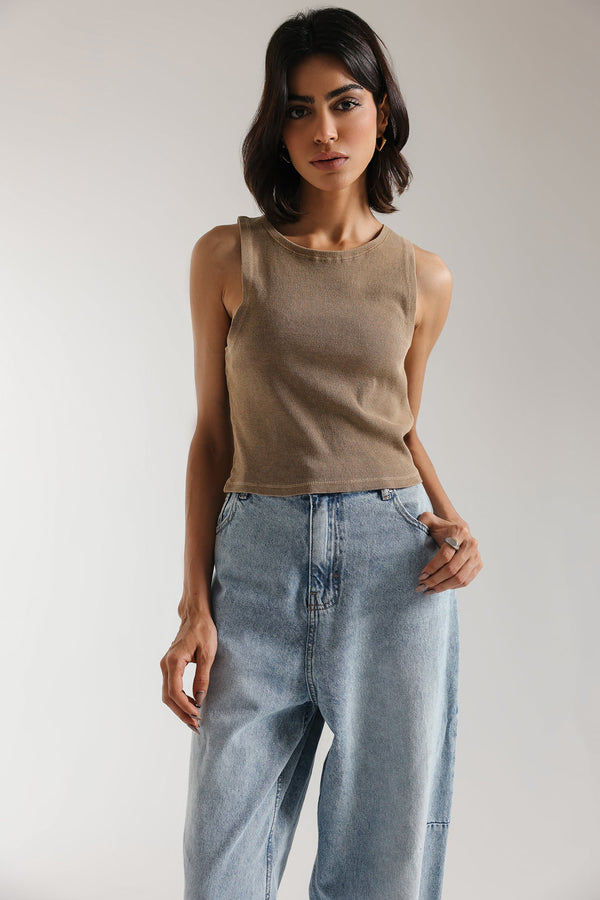 SLEEVELESS CROPPED TOP (E2396/108/113)