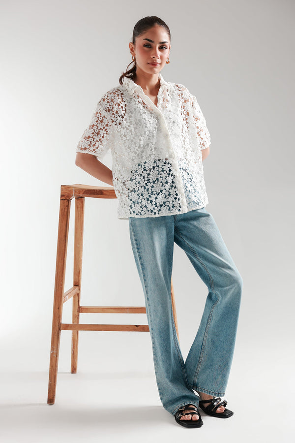 BUTTON DOWN NET TOP  (E2433/108/001)