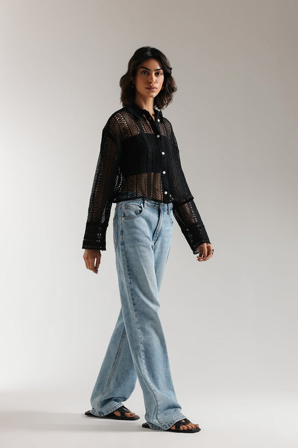 BUTTON DOWN CROPPED SHIRT (E2527/108/902)