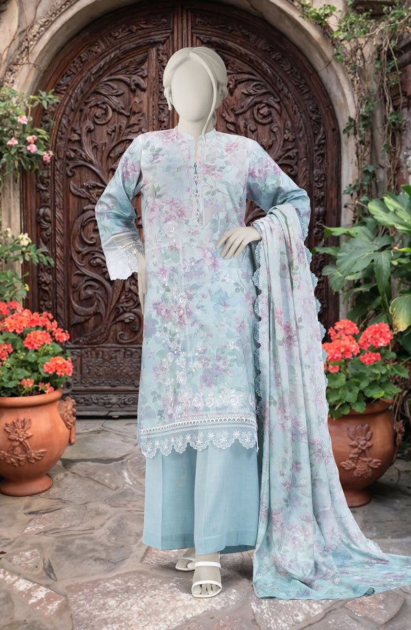 EMBROIDERED TWILL VISCOSE 3 PCS UNSTITCHED