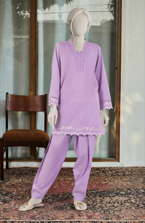 EMBROIDERED CAMBRIC STITCHED 2 PIECE