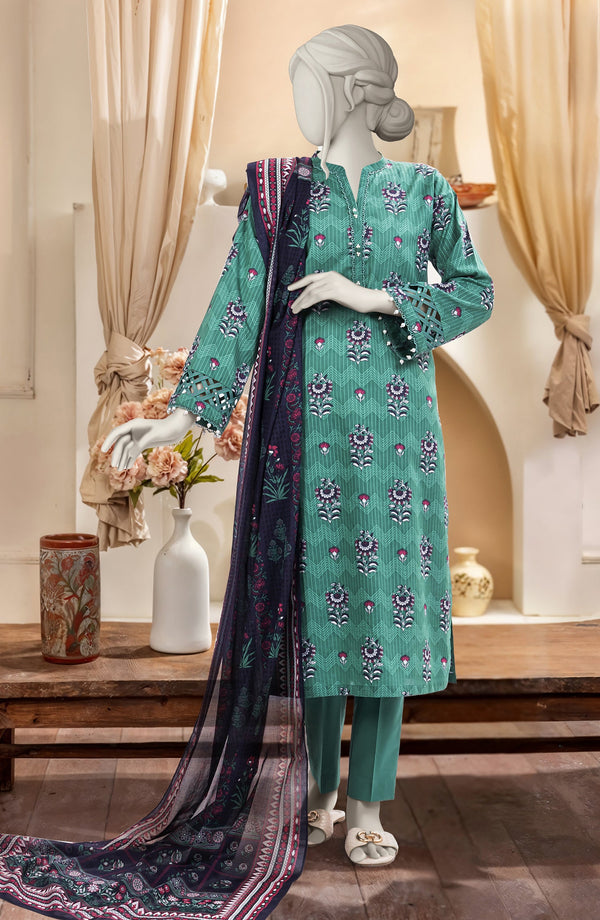 PRINTED TEXTURED CAMBRIC 3PCS UNSTITCHED