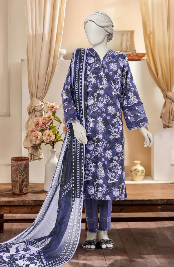 PRINTED TEXTURED CAMBRIC 3PCS UNSTITCHED