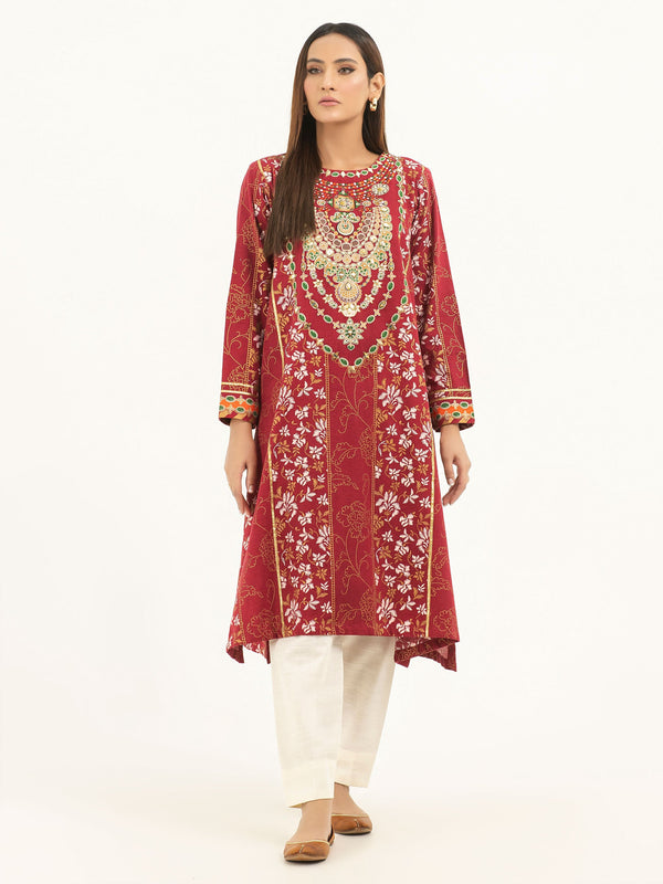 Khaddar Shirt-Gold Paste Print (Pret)