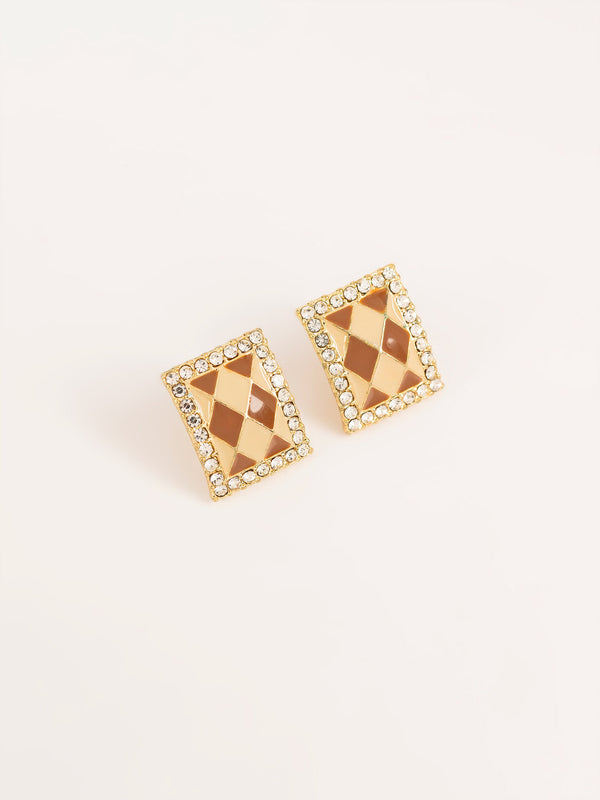 Embellished Checkered Earrings
