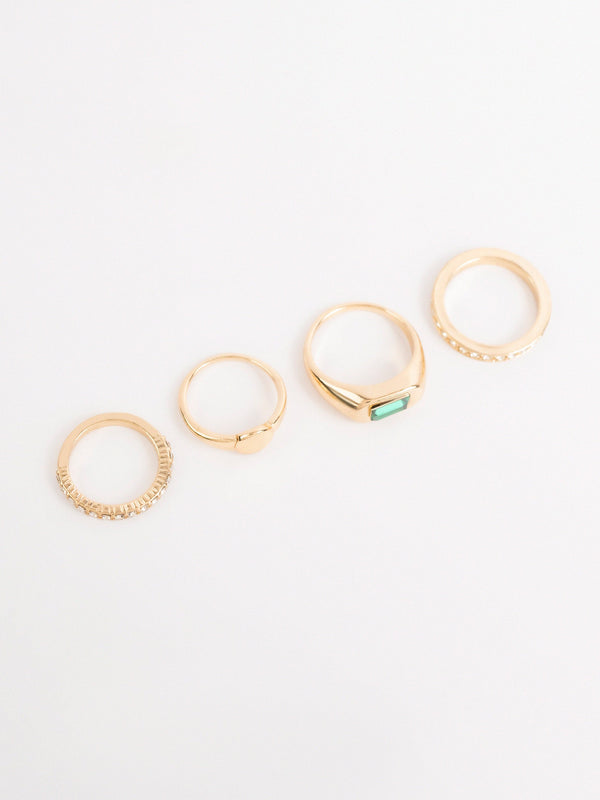 Emraled Stone Ring Set