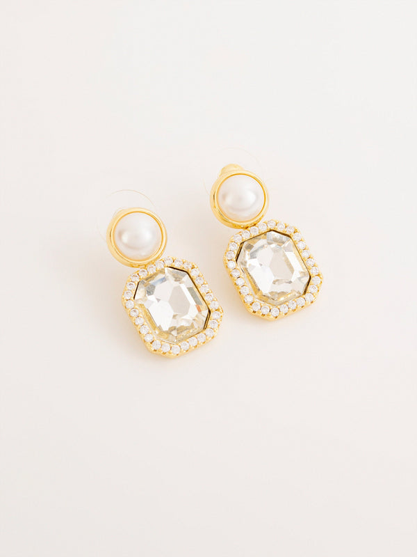 Pearl Crystal Drop Earrings