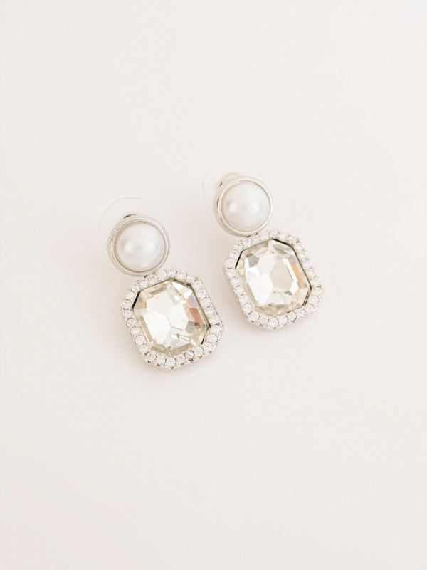 Pearl Crystal Drop Earrings