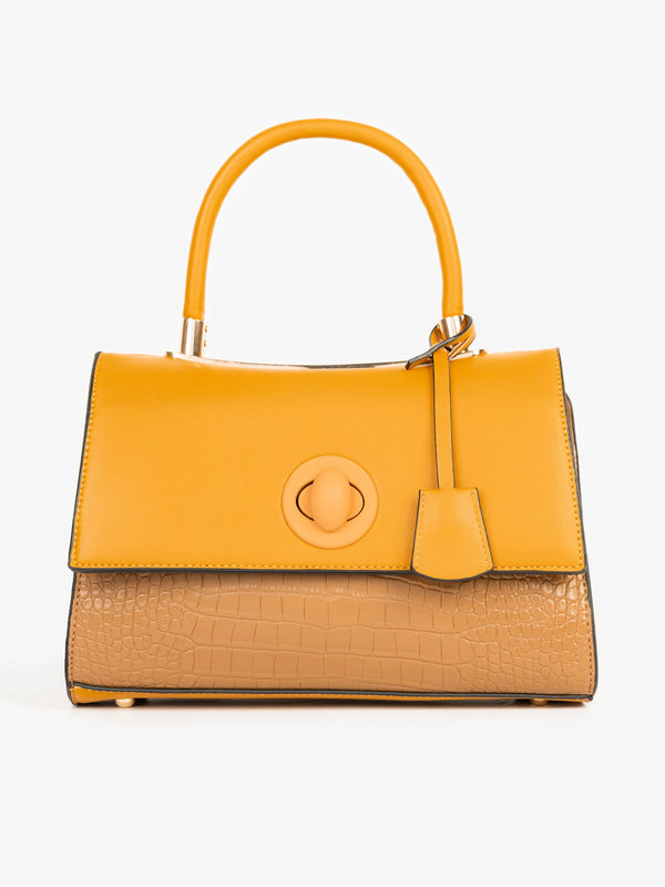 Two-tone Textured Handbag