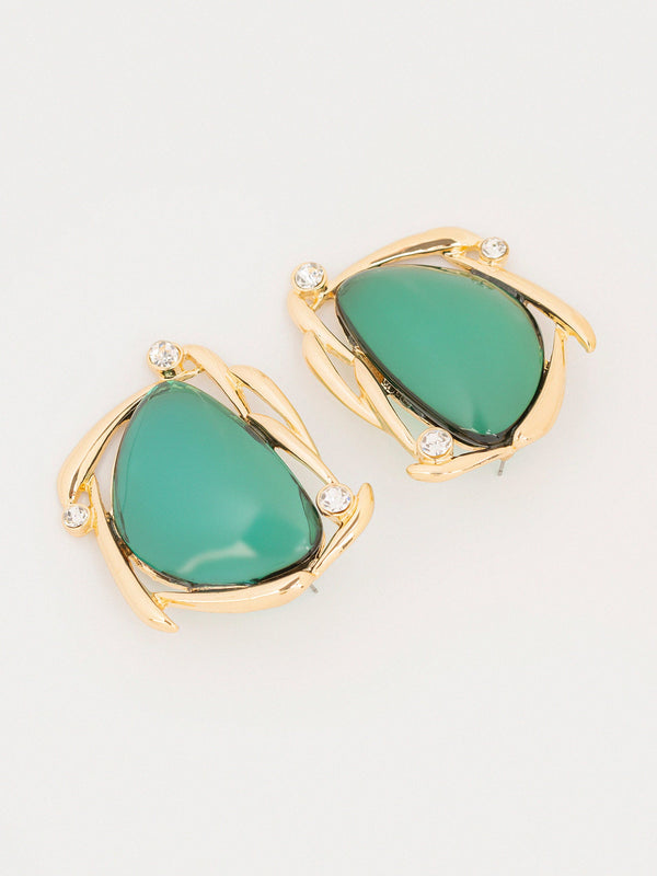Stone Frame Earrings