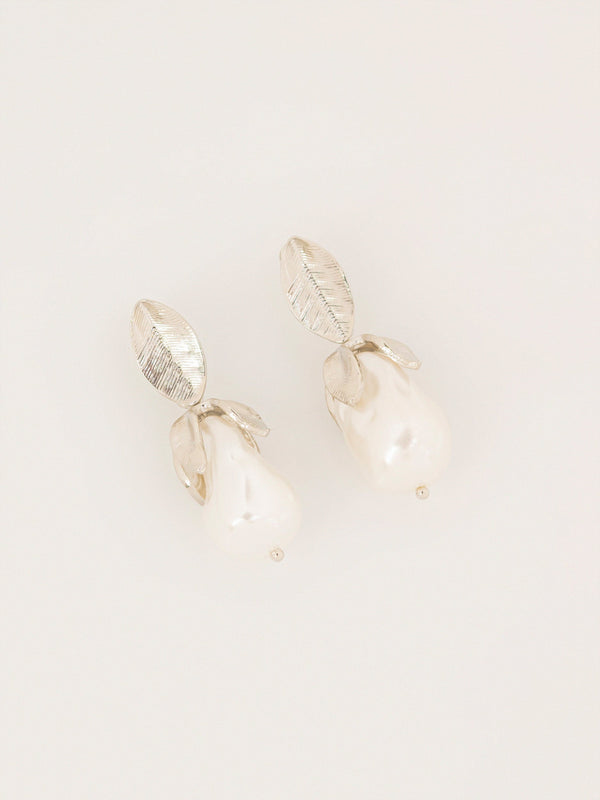 Leaf Pearl Drop Earrings