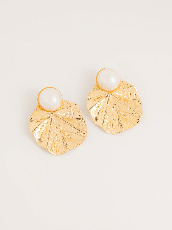 Leaf Pearl Stud