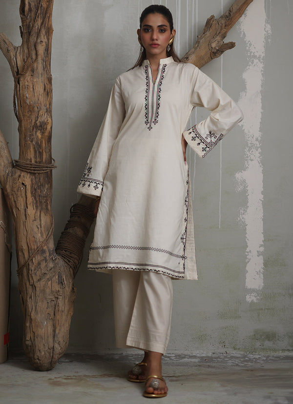 Ivory Embroidered Kurta