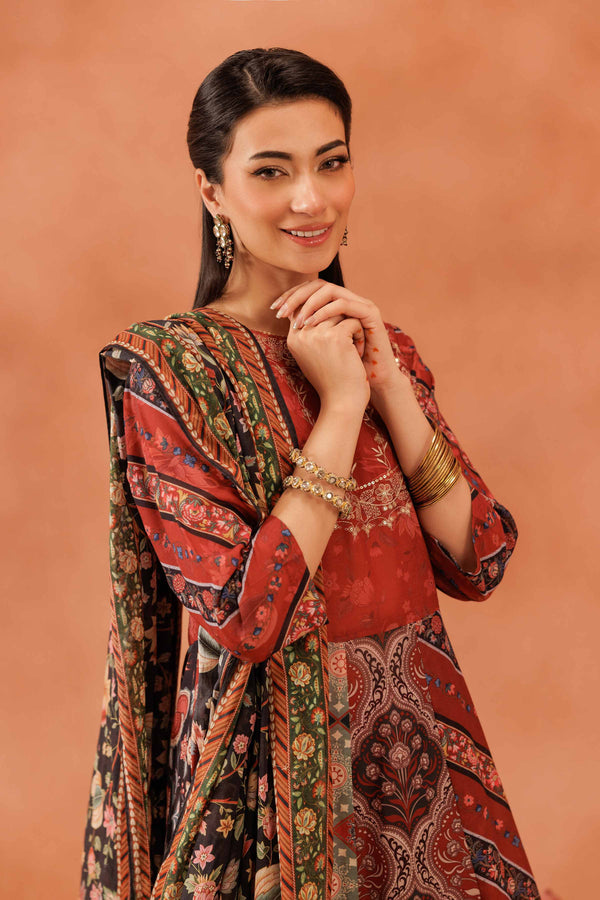 2 Piece - Printed Embroidered Suit - KFE25-43