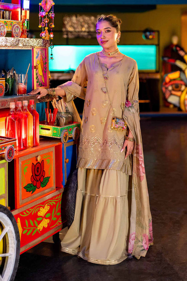 3 Piece - Printed Embroidered Suit - KFE25-55