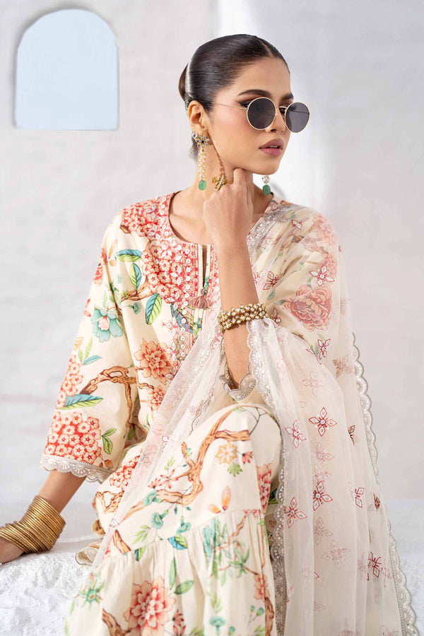 3 Piece - Printed Embroidered Suit - KFS25-38