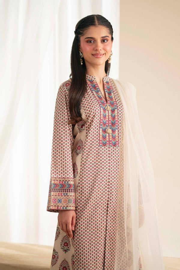 3 Piece - Printed Embroidered Suit - KFS25-75