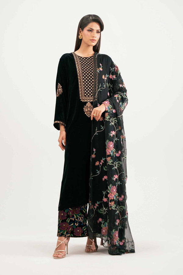 3 Piece - Printed Embroidered Suit - KFW25-22