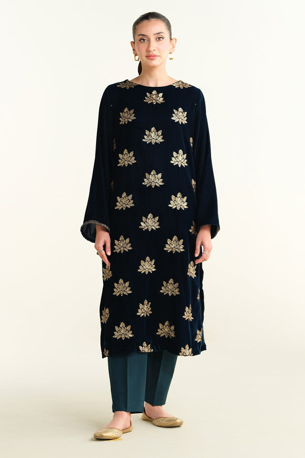 Embroidered Velvet Shirt - KPW24-P3157-157