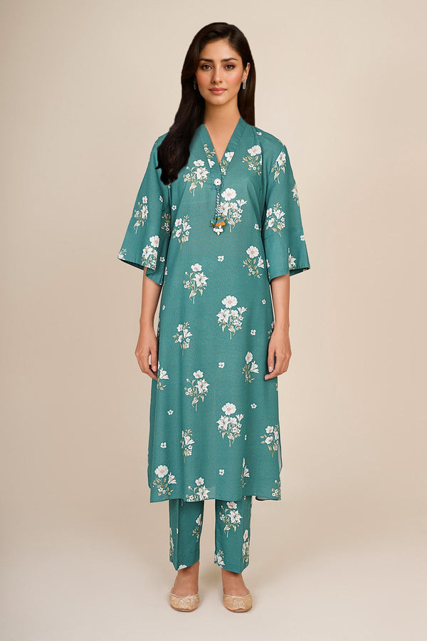2 Piece - Printed & Embellished Cotton Karandi Suit - KPW25-P3677