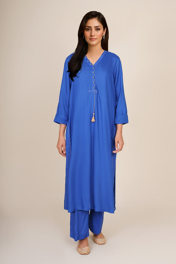 2 Piece - Embellished Linen Suit - KPW25-P3703