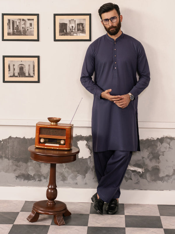 Dark Purple Blended Kameez Shalwar - AL-KS-3183