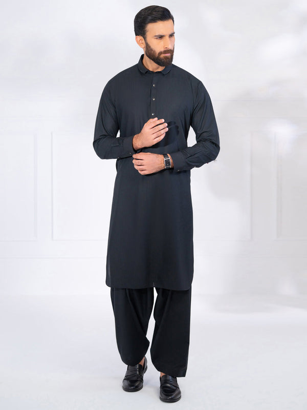 Black Blended Kameez Shalwar - ALWA-KS-559