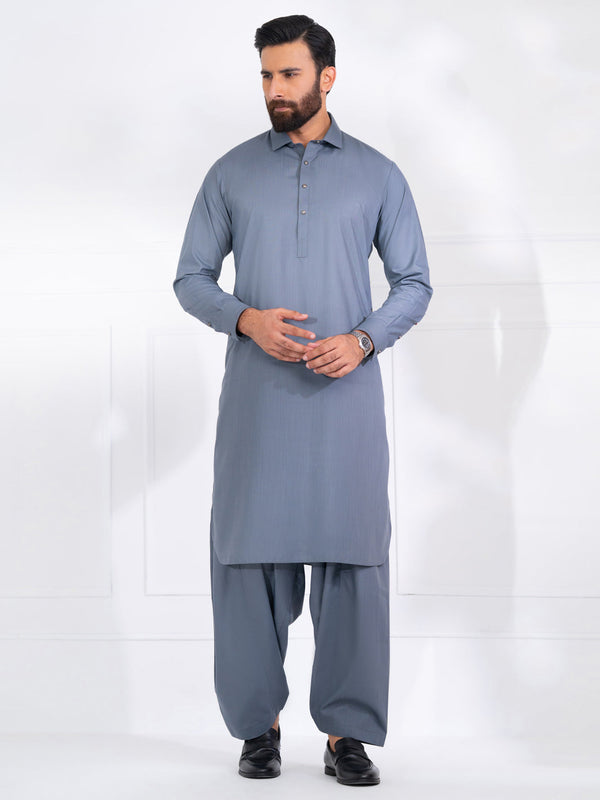 Grey Blended Kameez Shalwar - ALWA-KS-560