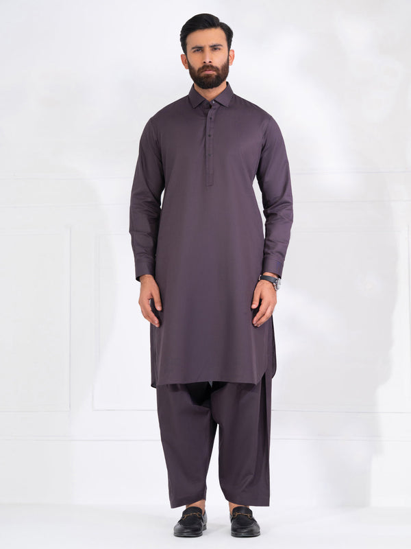 Dark Purple Blended Kameez Shalwar - ALWA-KS-567