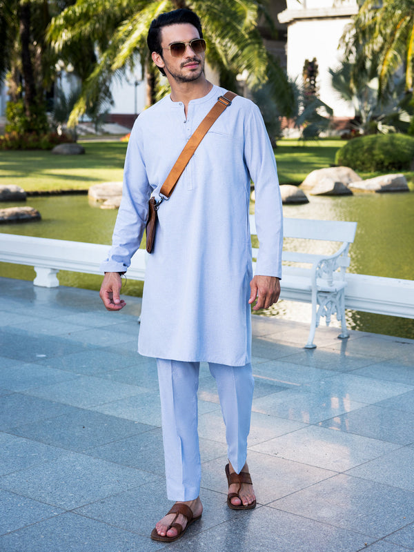 Light Grey Blended Kurta Trouser - AL-KT-3043C