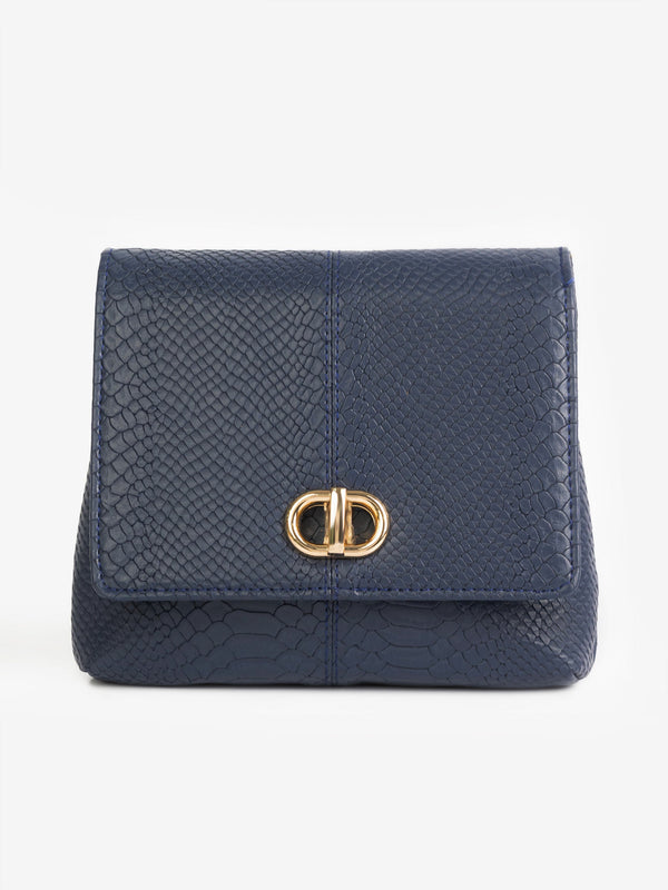 Snake Textured Flap Handbag