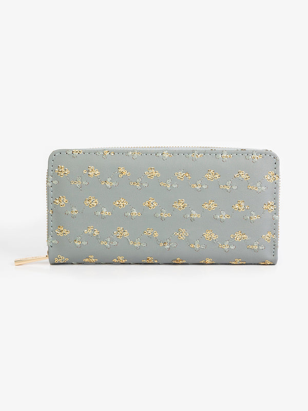 Embroidered Zip Wallet