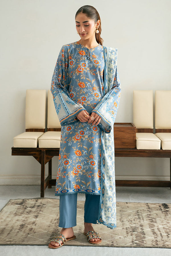 BLUE GLASS-3PC (SHIRT, TROUSER & DUPATTA)