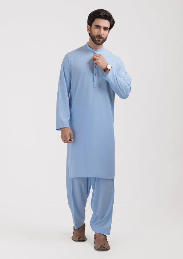 Sky-Blue-Blended-Kurta Shalwar - (M25KSS1017)