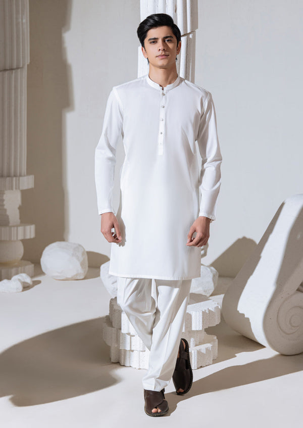 White-Blended-Kurta - (M25KUS1002)