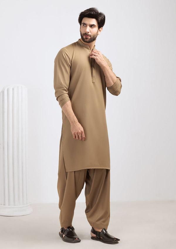 Olive-Blended-Shalwar Suit - (M25SSE2056)