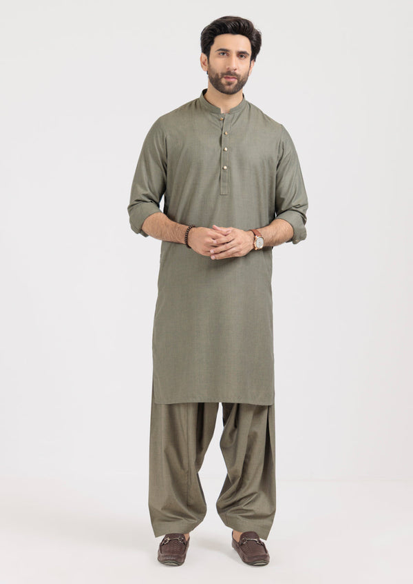 Olive-Blended-Shalwar Suit - (M25SSS2021)