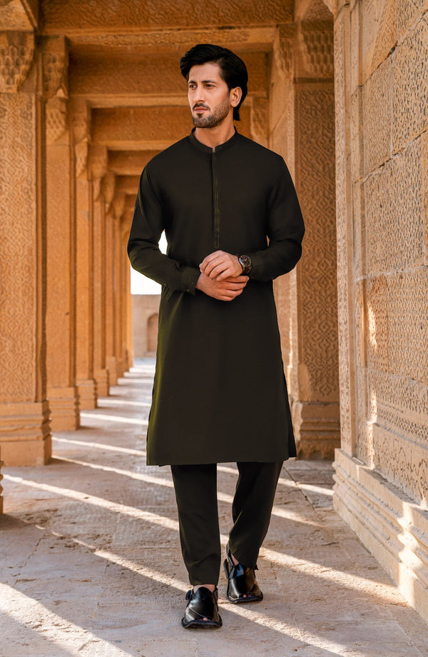 SUMMER'25 MEN KURTA PAJAMA BURNT UMBER