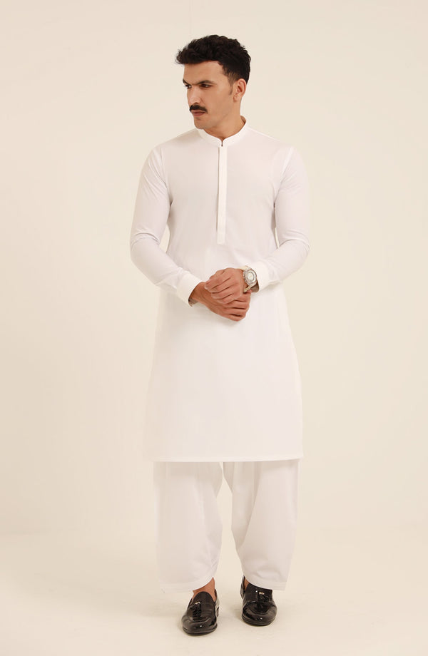 OFF WHITE COTTON KAMEEZ SHALWAR
