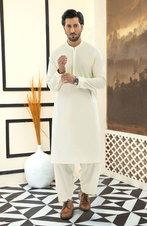 CREAM 100% COTTON KAMEEZ SHALWAR