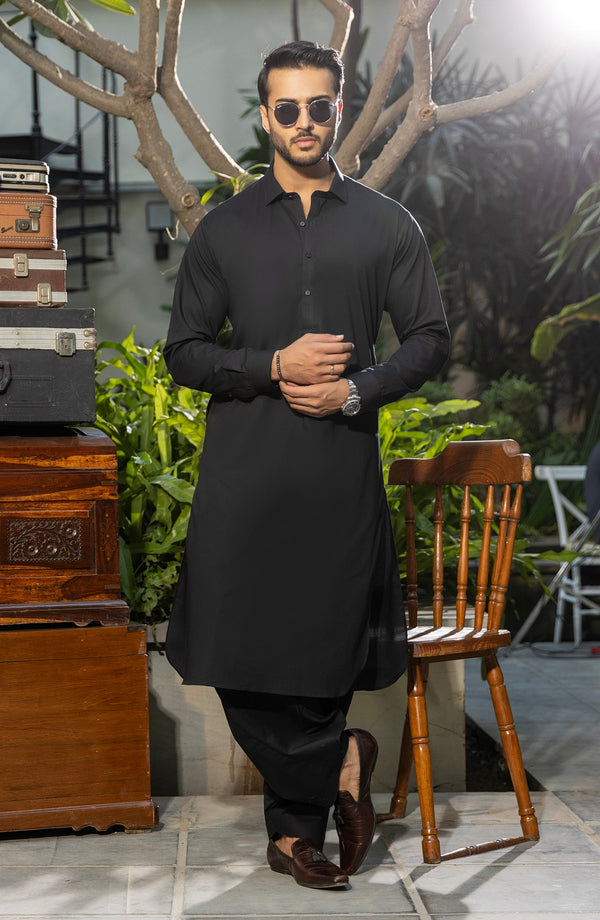 BLACK COTTON KAMEEZ SHALWAR