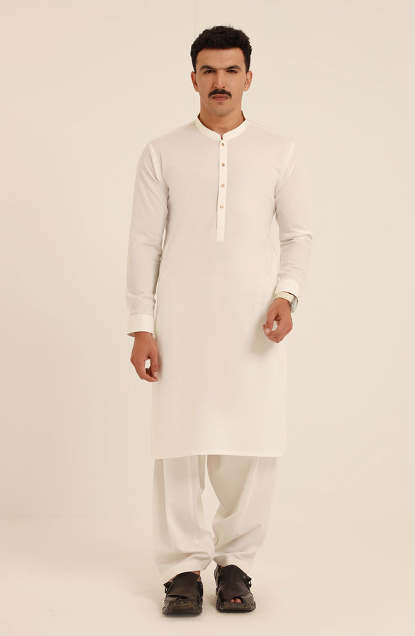 OFF WHITE COTTON KAMEEZ SHALWAR
