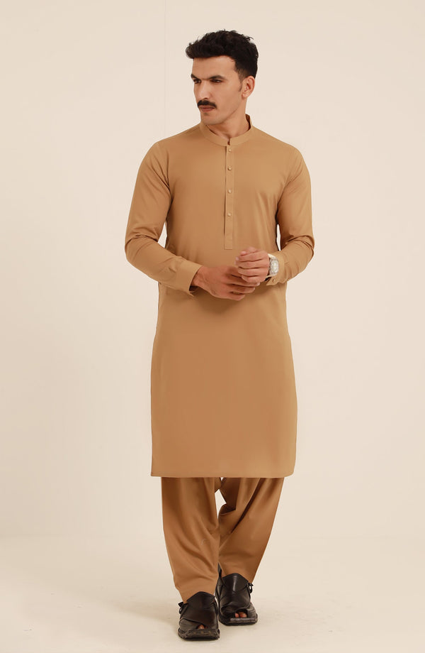 BEIGE COTTON KAMEEZ SHALWAR