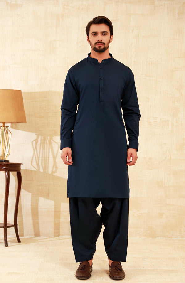 NAVY BLUE COTTON KAMEEZ SHALWAR