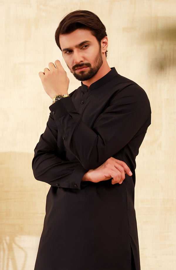 BLACK COTTON KAMEEZ SHALWAR