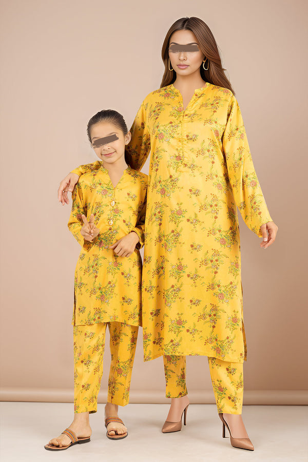 Saya'S Stitched Printed Karandi For Mom And Daughter