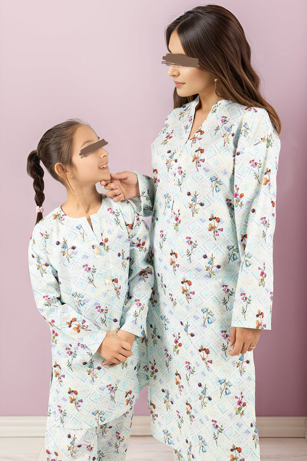 Saya'S Printed Khaddar Stitched For Mom And Daughter